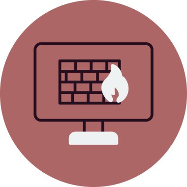 Güvenlik duvarı. Web simgesi vektör illüstrasyonu