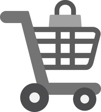 Alışveriş arabası, illüstrasyon, vektör, beyaz arka planda. 