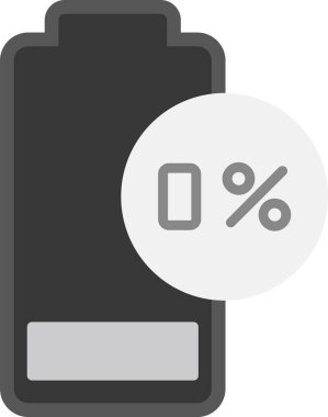 Pil Yüzdesi simgesi, vektör illüstrasyonu