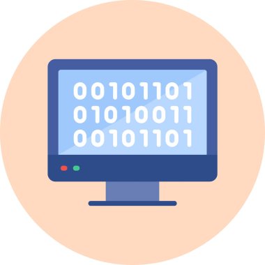 İkili Kod, Web simgesi basit illüstrasyon