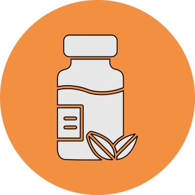 Bitkisel ilaç şişesi simgesinin web illüstrasyonu