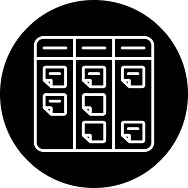Kanban akış şeması doğrusal simgesi. Not simgesi olan tahta. İş akışı yönetimi. Çalışmalar devam ediyor. Program sistemi. İnce çizgili çizim. Contour sembolü. Vektör çizimi. Düzenlenebilir vuruş