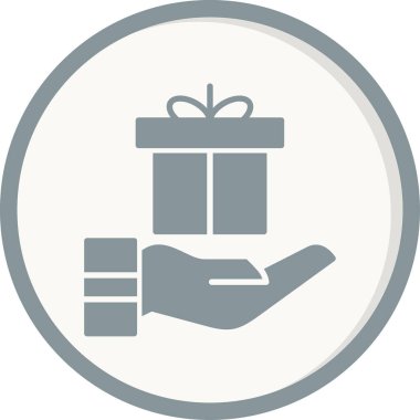 Elinde bir hediye. Web simgesi basit illüstrasyon