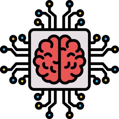 Yapay Zeka web simgesi, vektör illüstrasyonu