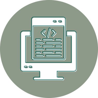 bilgisayar kodlama simgesi, vektör illüstrasyonu