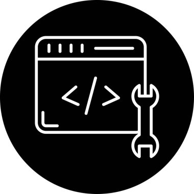 bilgisayar kodlama simgesi, vektör illüstrasyonu