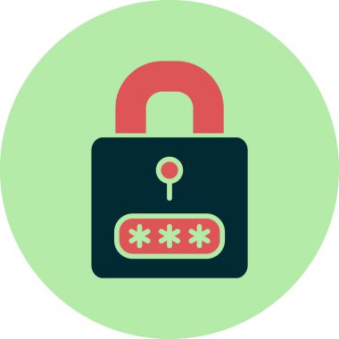 Korumalı parola simgesi, vektör illüstrasyonu basit tasarım