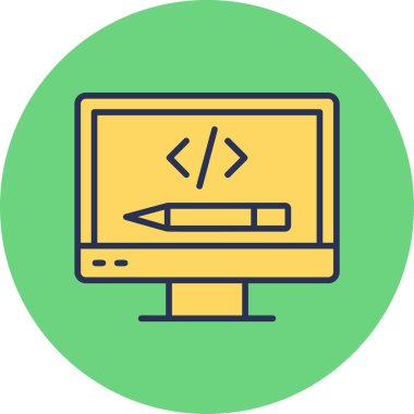 Kodlama ve Geliştirme konsepti simgesi, vektör illüstrasyonu basit tasarım