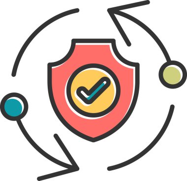 Veri koruma kalkanı simgesi ana hat biçiminde 