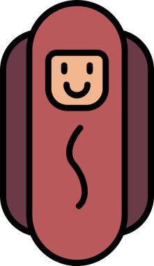 playful hot dog icon with a cheerful, smiling face, complete with a bun and a winking sausage character, perfect for food apps or playful designs  clipart