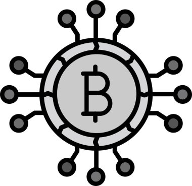 Şifreleme para birimi Bitcoin para simgesi ana hat biçiminde 