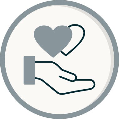 Kalbi tutan el. Web simgesi basit bir illüstrasyon. İyilik işareti