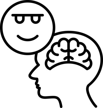 Kendine güvenen beyin ikonu. düz dizayn 