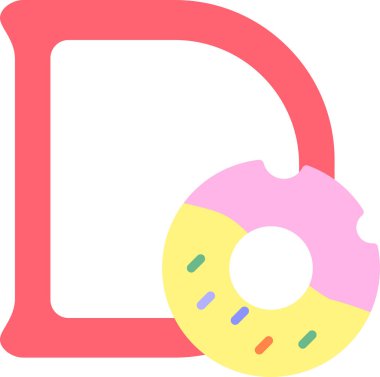 Düz modern büyük harf B harfi ve alfabe için donut 