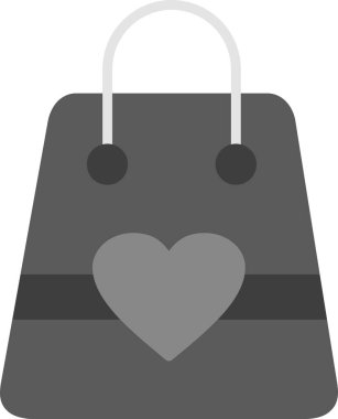 kalp alışveriş torbası ikon vektör illüstrasyonu