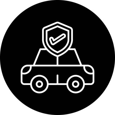 Araba sigortası simgesi, vektör illüstrasyonu basit tasarım