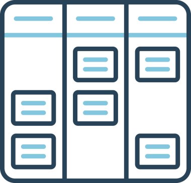 Kanban akış şeması doğrusal simgesi. Not simgesi olan tahta. İş akışı yönetimi. Çalışmalar devam ediyor. Program sistemi. İnce çizgili çizim. Contour sembolü. Vektör çizimi. Düzenlenebilir vuruş