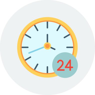 24 Saat Saat saat simgesi vektör çizimi