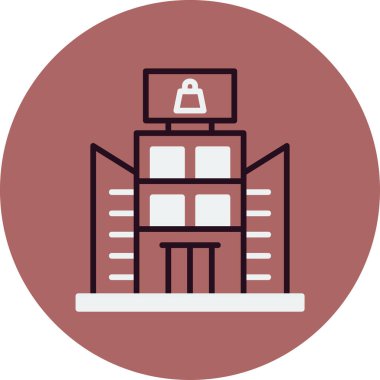 Alışveriş merkezi simgesinin temel doğrusal resmi 