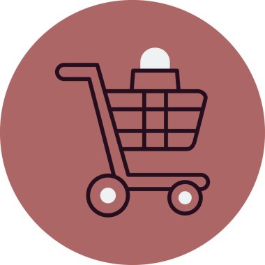 Alışveriş arabası, illüstrasyon, vektör, beyaz arka planda. 