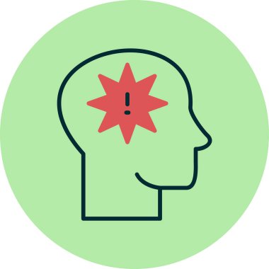 Ünlem işareti olan adam düz simge, panik konsepti, vektör illüstrasyonu