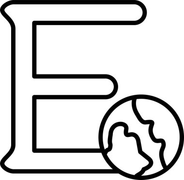 ABC için yaratıcı vektör başkenti E harfi ve dünya simgesi