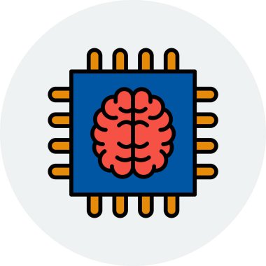 Yapay Zeka simgesi, vektör illüstrasyonu 