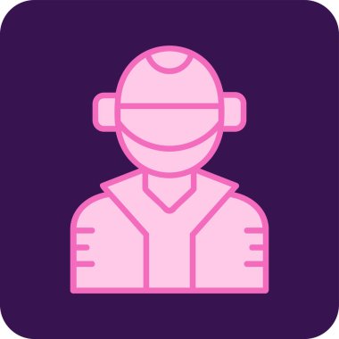 Fütürist gözlük takan bir adamın temel çizgisel fotoğrafı, siber punk konsepti.