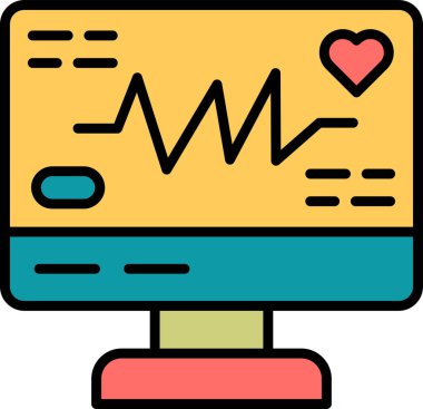 Elektrokardiyogram web simgesi, vektör tasarımı 