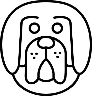 Tibetli Mastiff köpek kafası ikon vektör çizimi 