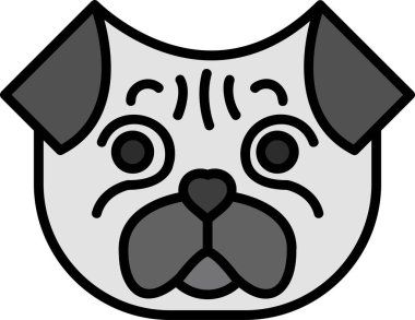 Pug dog cins ikonu, vektör illüstrasyonu