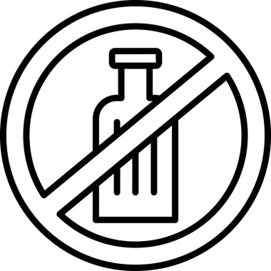 alkol yok, şişe simgesi, vektör illüstrasyonu