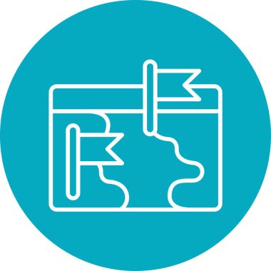 Bayraklar harita simgesi, vektör illüstrasyonu 