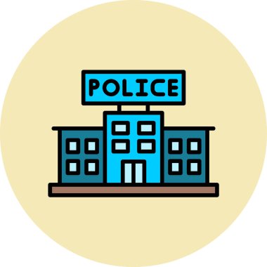 Polis binası ikon vektör illüstrasyonu