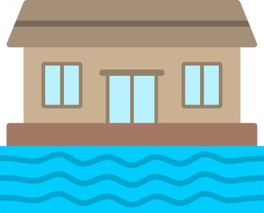 Yüzen ev ikonunun vektör illüstrasyonu