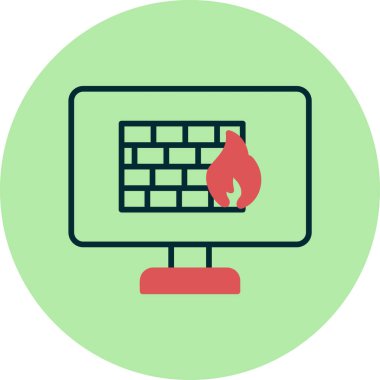 Güvenlik duvarı. Web simgesi vektör illüstrasyonu