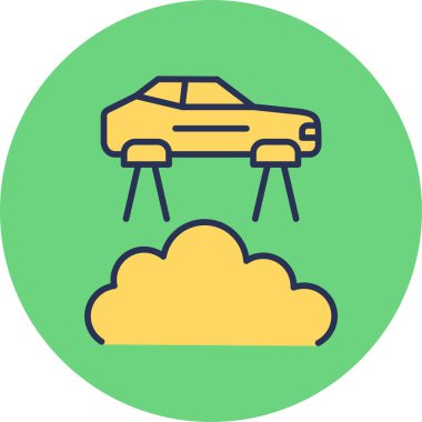 Uçan Araba simgesi vektör illüstrasyonu