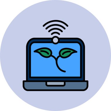 Çeşitli kullanımlar için vektör biçiminde akıllı bir çiftlik simgesinin renkli gösterimi.