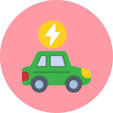 Elektrikli araba simgesi vektör illüstrasyonu  