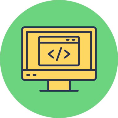 bilgisayar kodlama simgesi, vektör illüstrasyonu