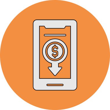 Akıllı telefon simgesinin basit tasarımı, vektör biçimi illüstrasyonu