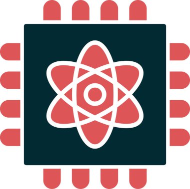 Kuantum hesaplaması. Web simgesi basit illüstrasyon