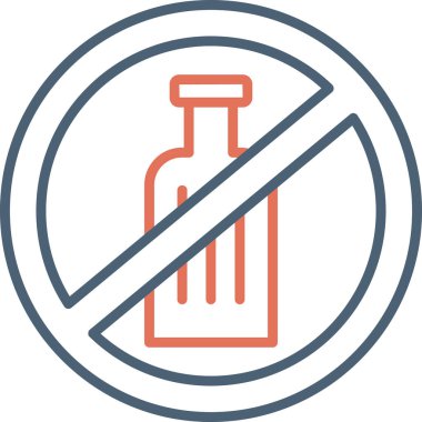 alkol yok, şişe simgesi, vektör illüstrasyonu