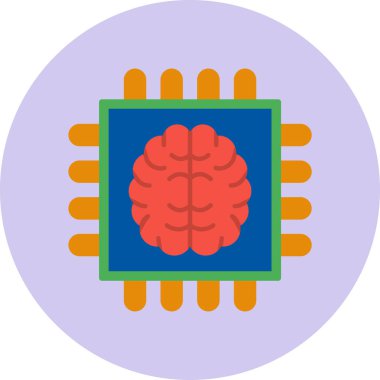 Yapay Zeka simgesi, vektör illüstrasyonu 