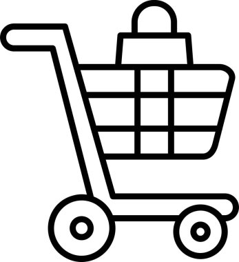Alışveriş arabası, illüstrasyon, vektör, beyaz arka planda. 