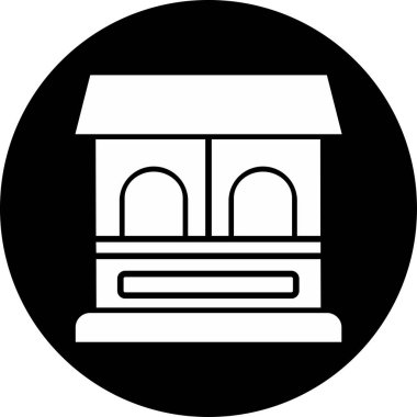 Bilet ofisi binası. Web simgesi basit illüstrasyon