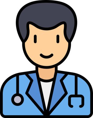 Erkek doktor simgesi, vektör illüstrasyonu 