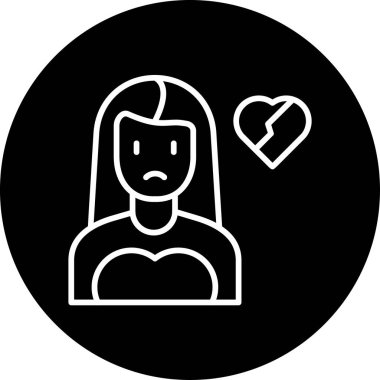 Kırık kalpli kadın, Kötü Geri bildirim simgesi, vektör illüstrasyonu 