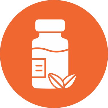 Bitkisel ilaç şişesi simgesinin web illüstrasyonu