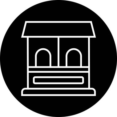 Bilet ofisi binası. Web simgesi basit illüstrasyon